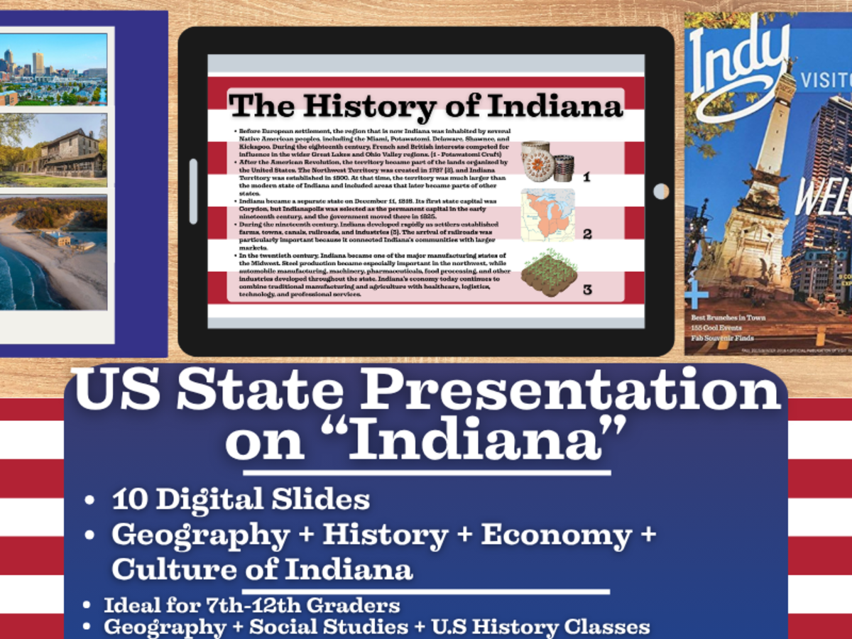 An educational teaching resource from Learning with Alan entitled US State Presentationon on Indiana downloadable at Teach Simple.