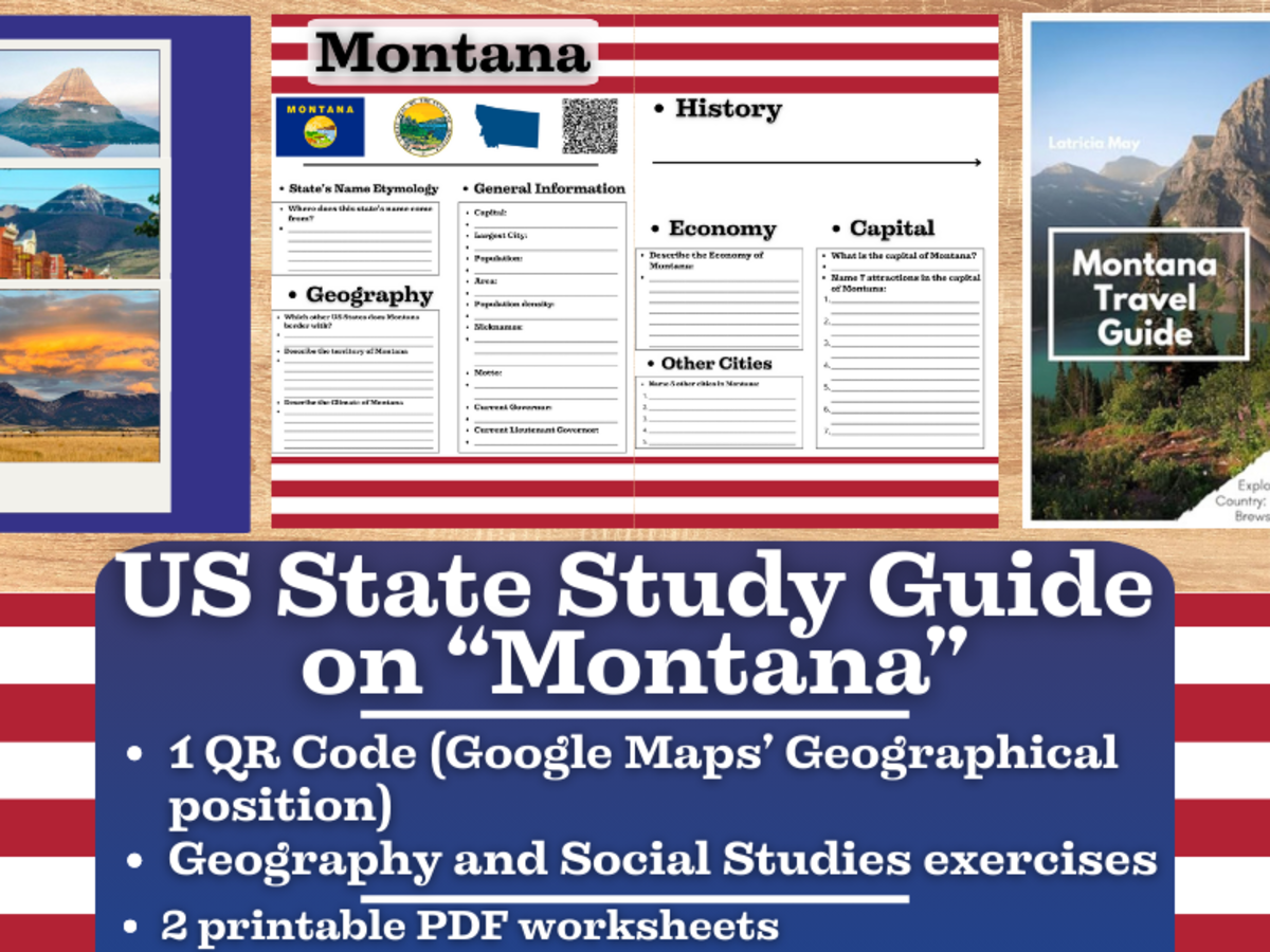 An educational teaching resource from Learning with Alan entitled US State Study Guide Worksheets on Montana downloadable at Teach Simple.