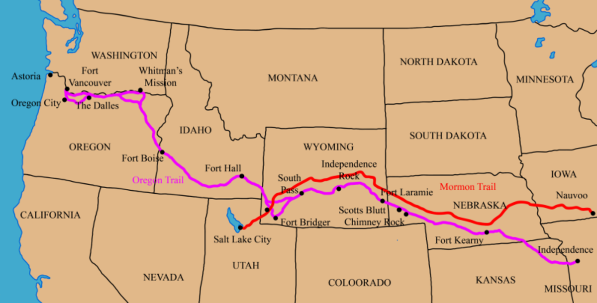 An educational teaching resource from Teacher's Clipart entitled USA: American Mormon Trails Roads and Routes downloadable at Teach Simple.