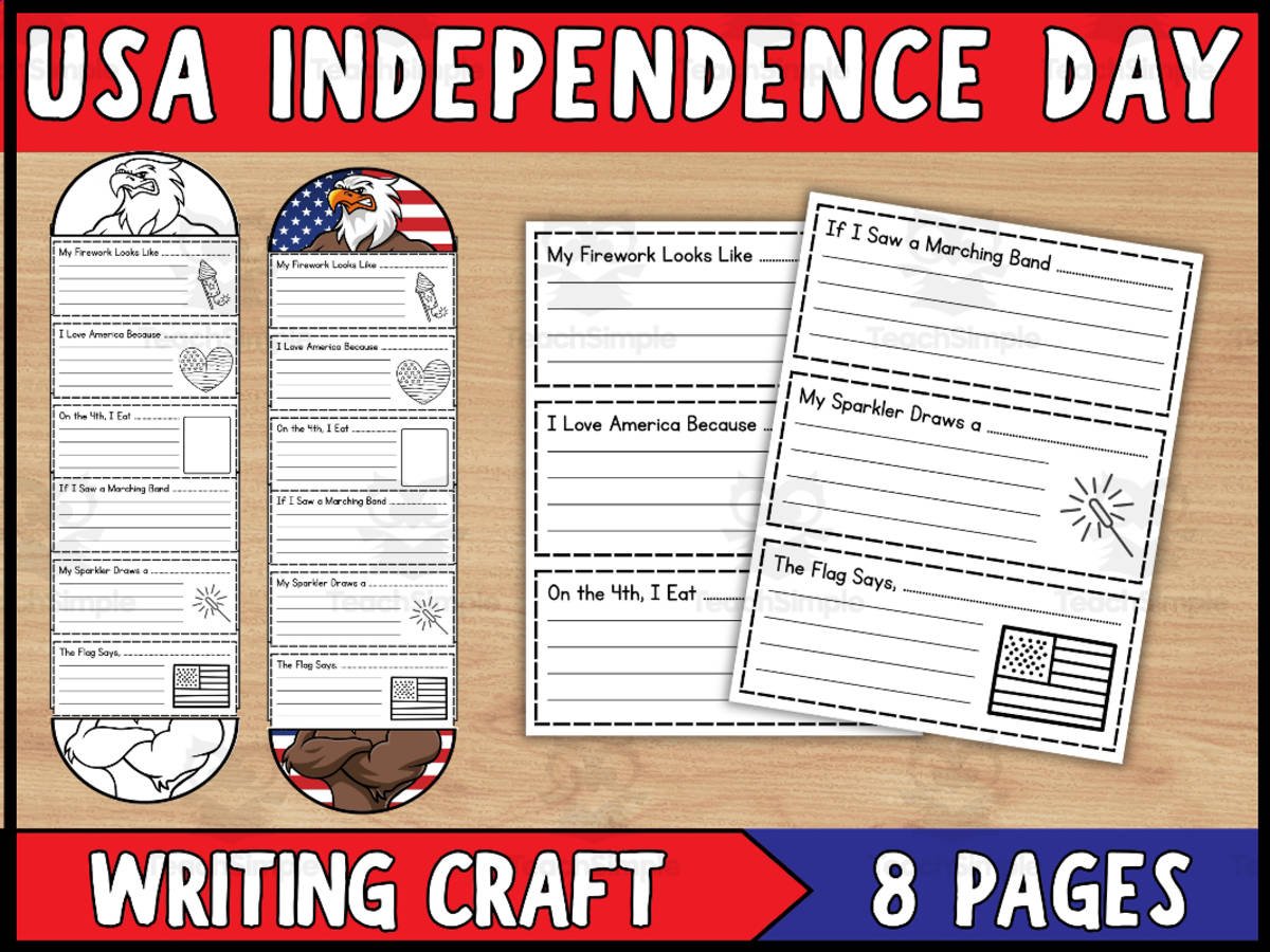 An educational teaching resource from Wonderland School entitled USA Independence Day Writing Craft | 4th Of July Activities downloadable at Teach Simple.