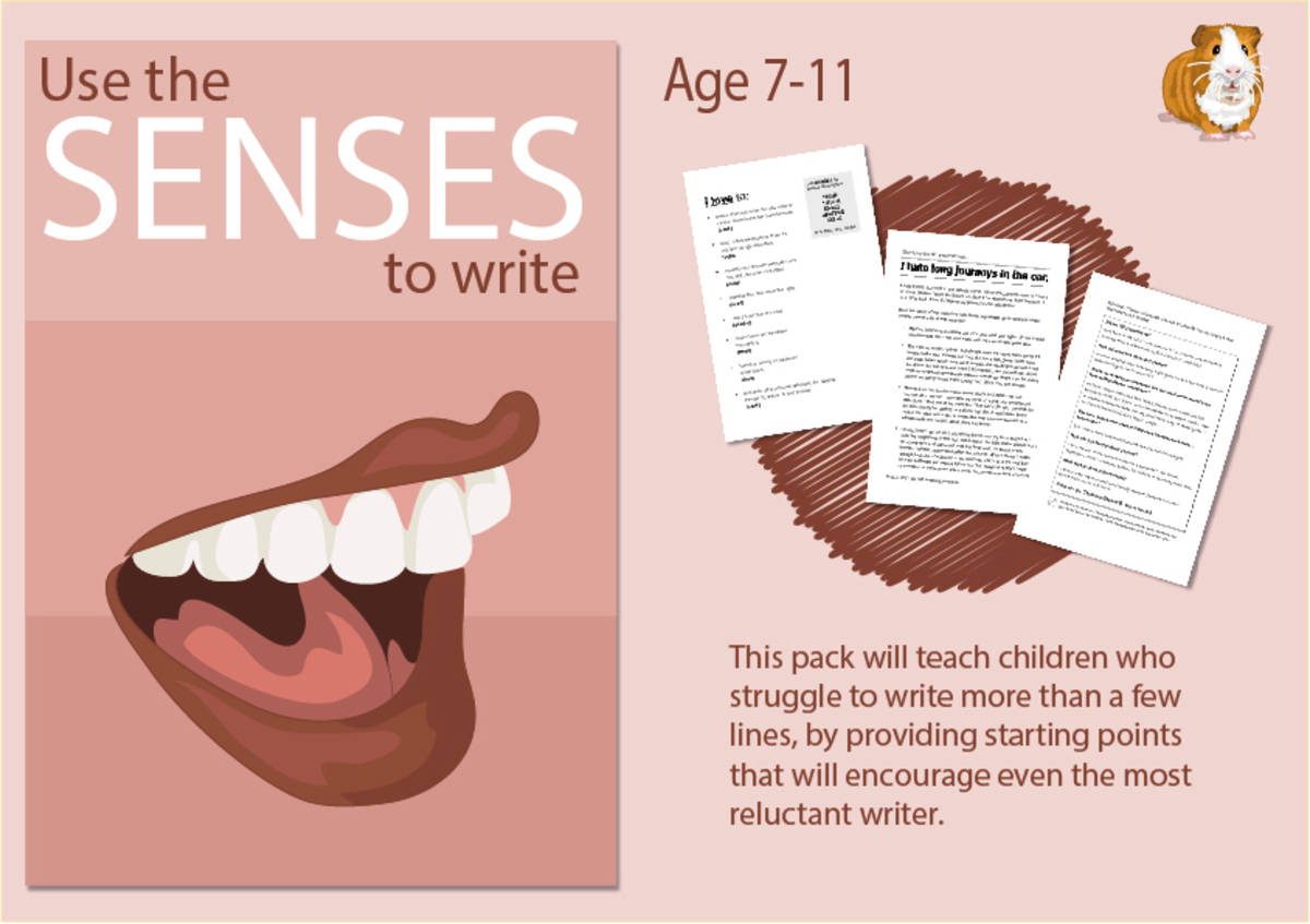 An educational teaching resource from Guinea Pig Education entitled Use The Senses (sight, taste, smell, hearing, touch) To Write (7-11 years) downloadable at Teach Simple.