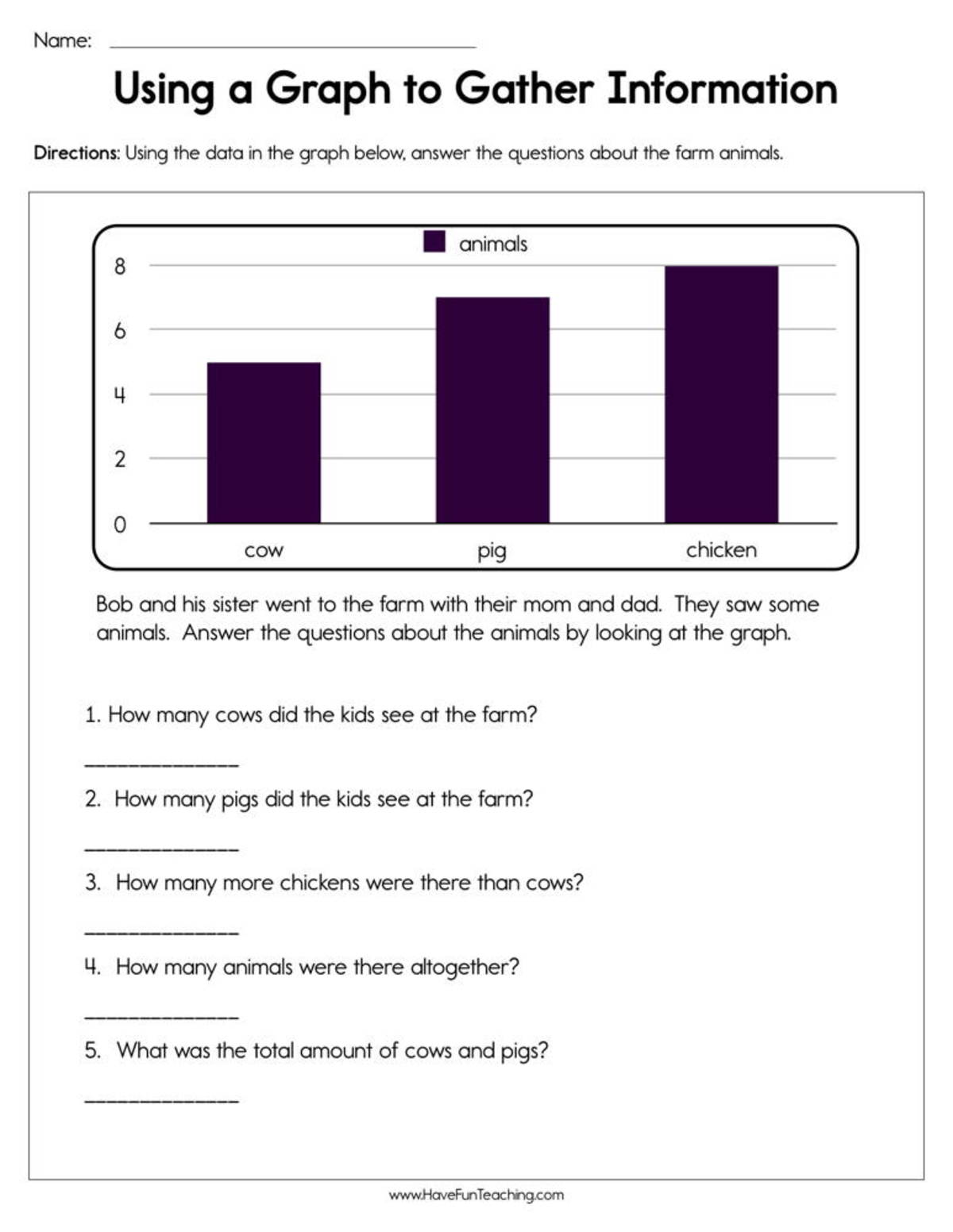 An educational teaching resource from Have Fun Teaching entitled Using a Graph to Gather Information Worksheet downloadable at Teach Simple.