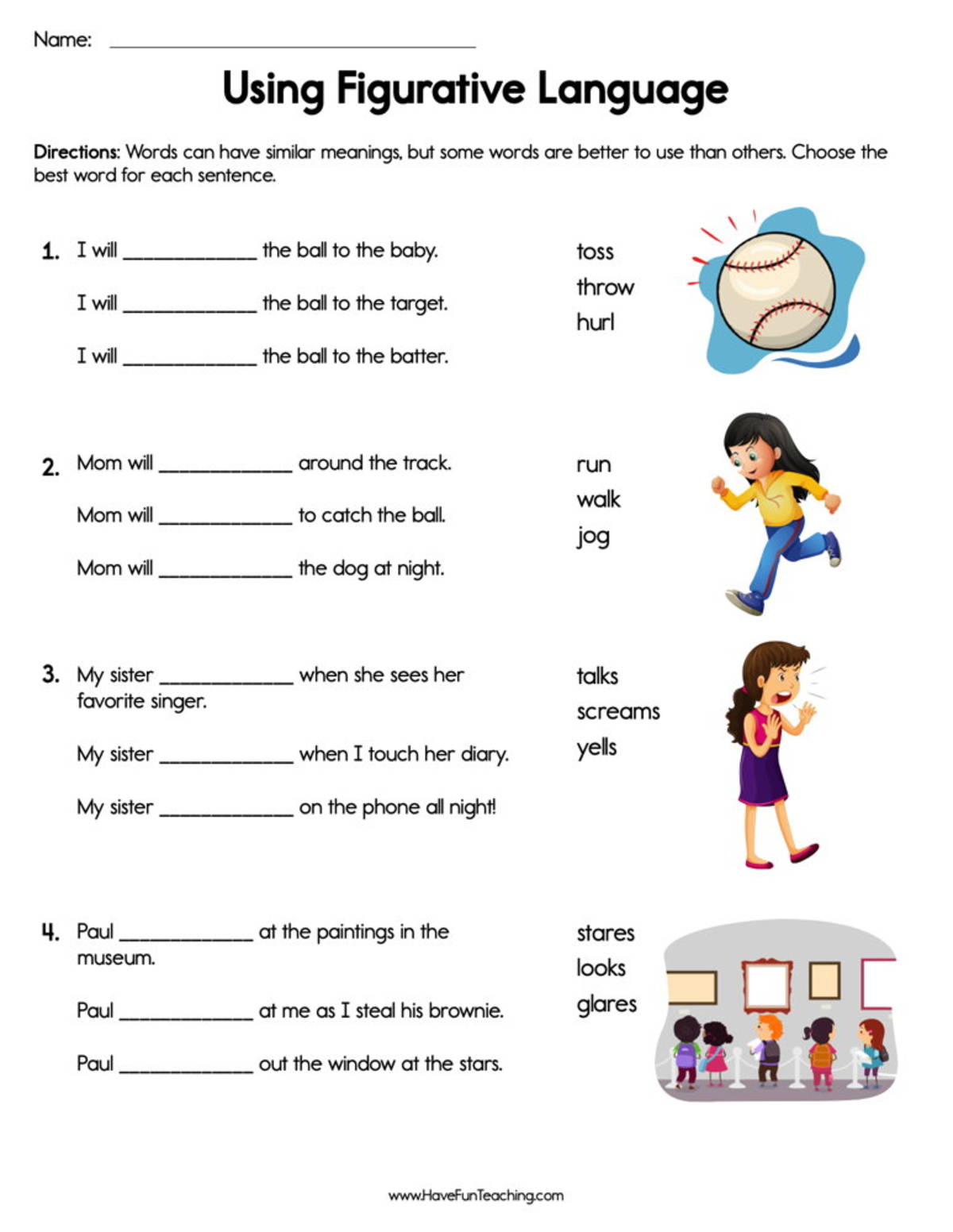 An educational teaching resource from Have Fun Teaching entitled Using Figurative Language Worksheet downloadable at Teach Simple.