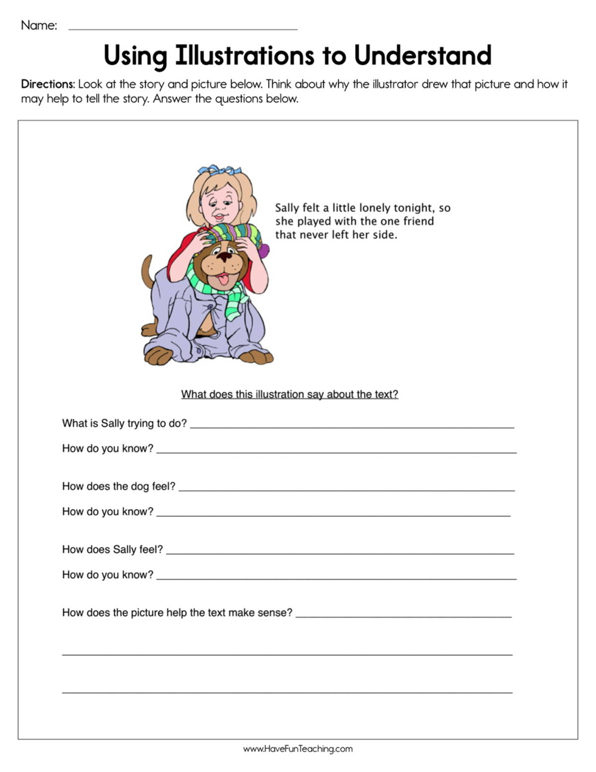 An educational teaching resource from Have Fun Teaching entitled Using Illustrations to Understand Worksheet downloadable at Teach Simple.