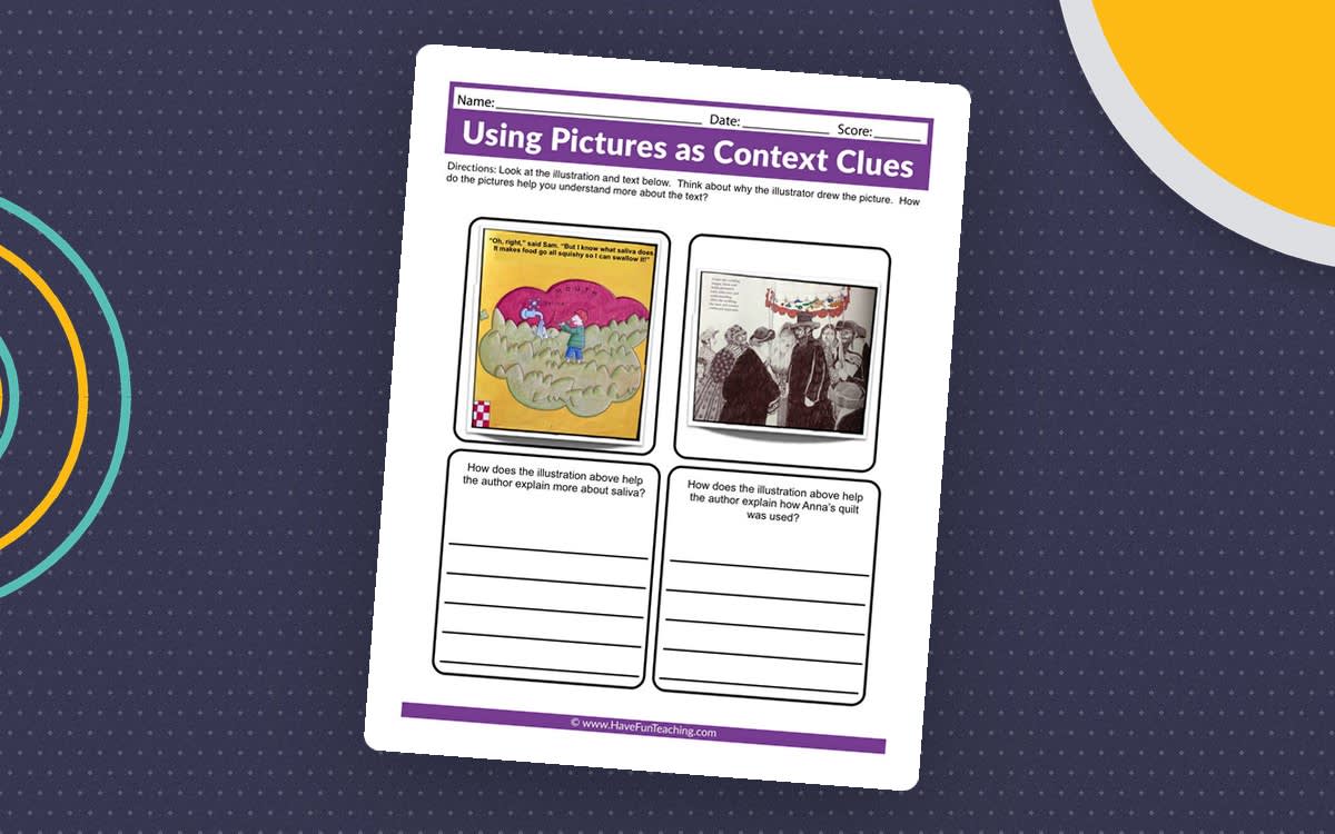 An educational teaching resource from Have Fun Teaching entitled Using Pictures as Context Clues Worksheet downloadable at Teach Simple.