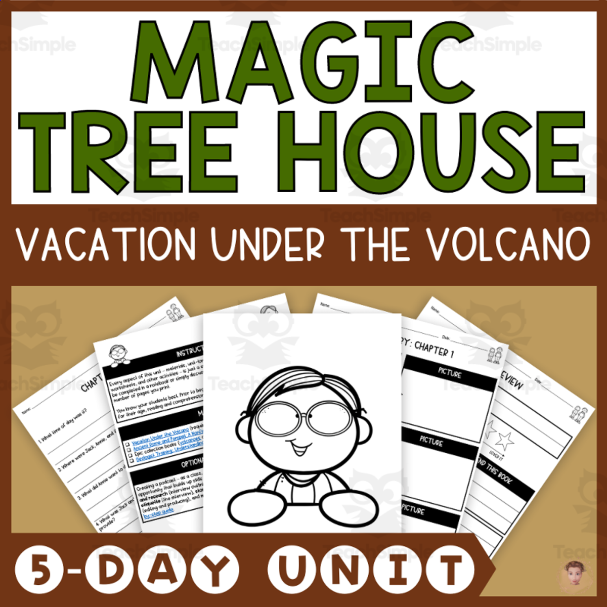 An educational teaching resource from Heather Huhman entitled Vacation Under the Volcano (Magic Tree House #13 Lesson Plan, Activities) downloadable at Teach Simple.