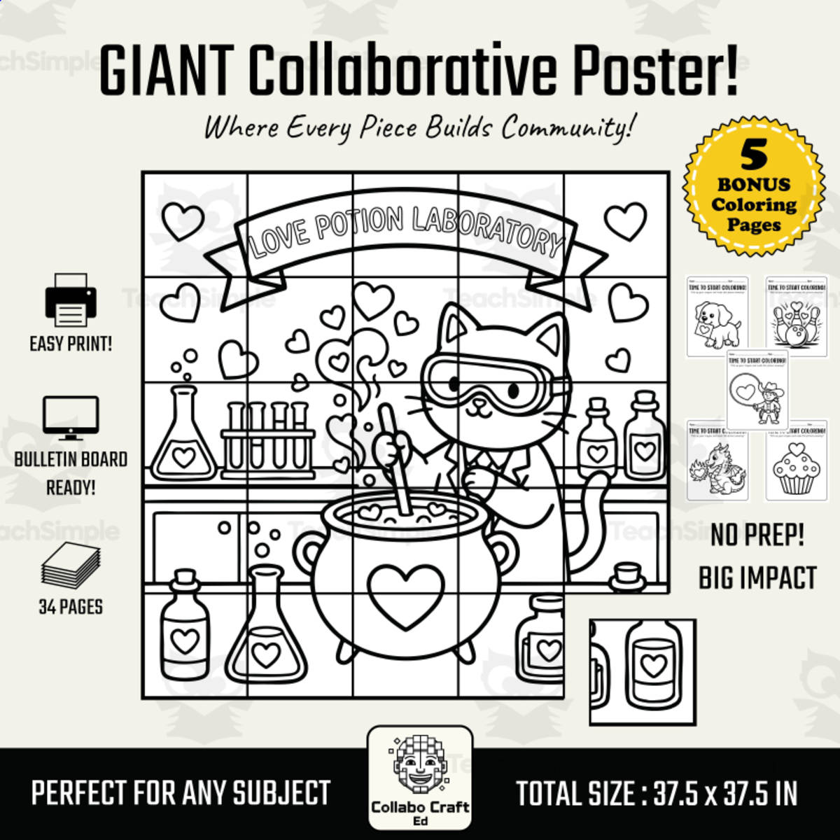 An educational teaching resource from Collabo Craft Ed entitled Valentine's Day Collaborative Poster Science Love Potion K-5 downloadable at Teach Simple.