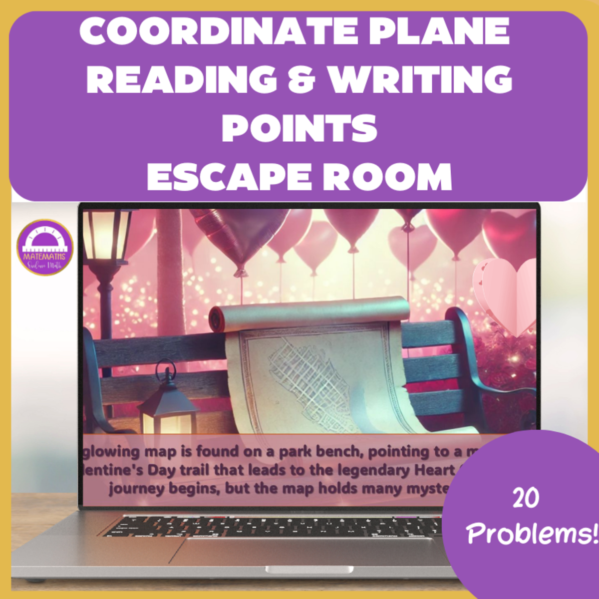 An educational teaching resource from Matemaths entitled Valentine's Day Coordinate Plane Digital Escape Room downloadable at Teach Simple.