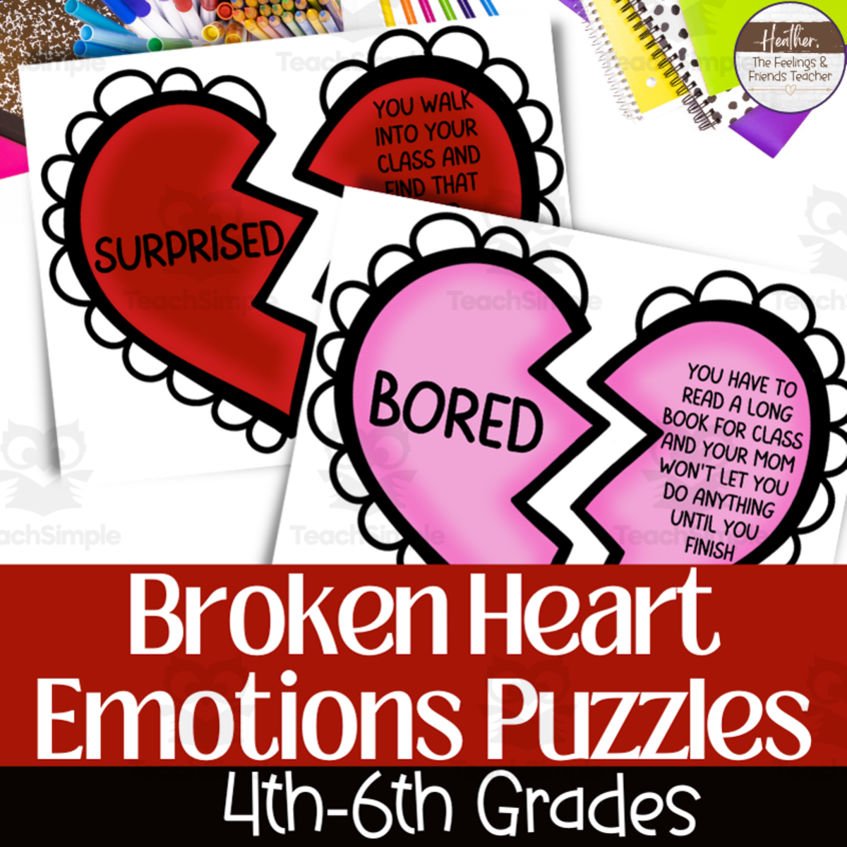 An educational teaching resource from The Feelings and Friends Teacher entitled Valentines Day Emotions Puzzles For Identifying Feelings-- 4th-6th downloadable at Teach Simple.