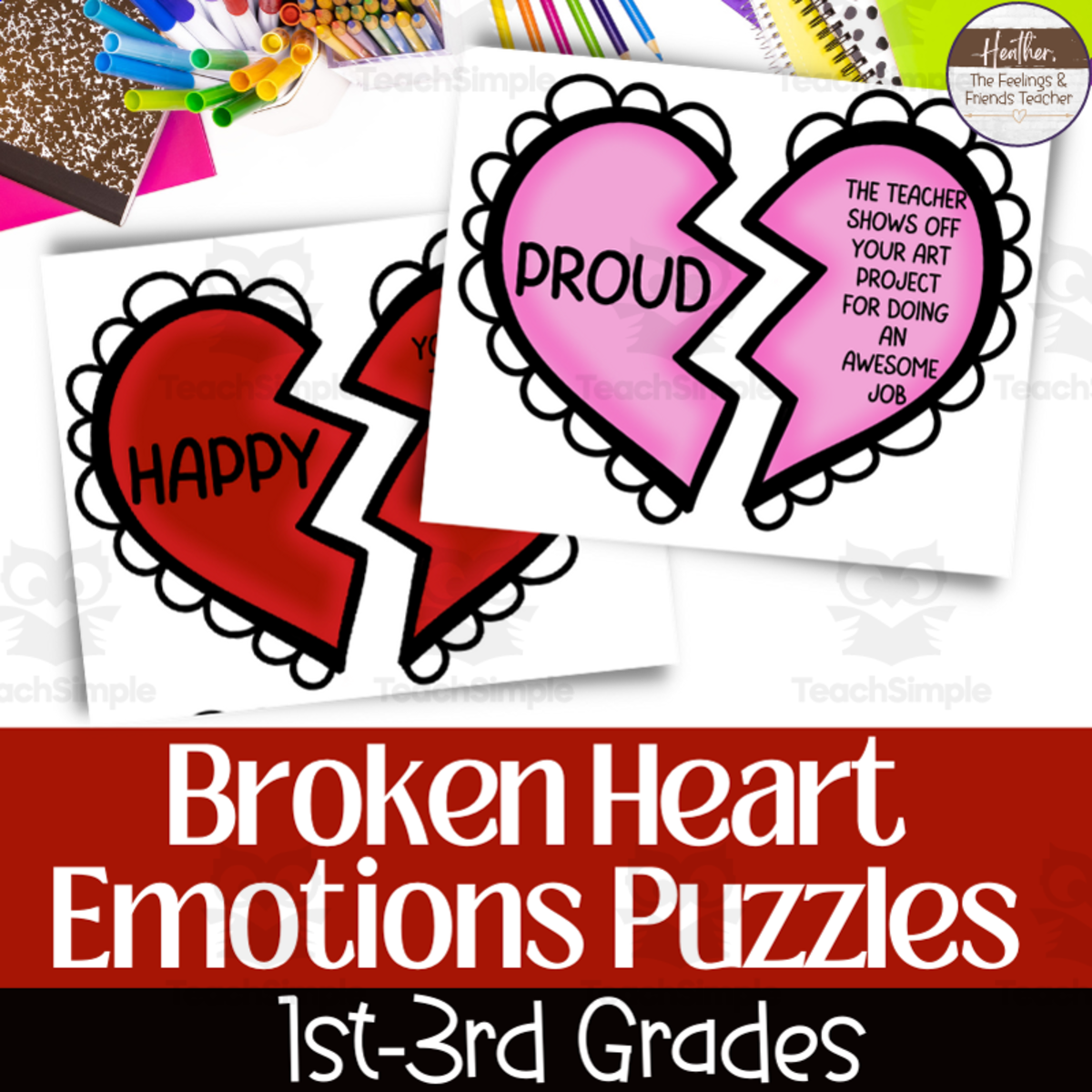 An educational teaching resource from The Feelings and Friends Teacher entitled Valentine's Day Emotions Puzzles For Identifying Feelings For 1st-3rd downloadable at Teach Simple.