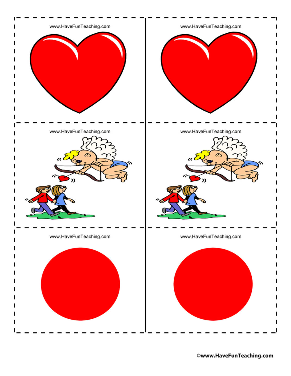 An educational teaching resource from Have Fun Teaching entitled Valentine's Day Matching Game Activity downloadable at Teach Simple.