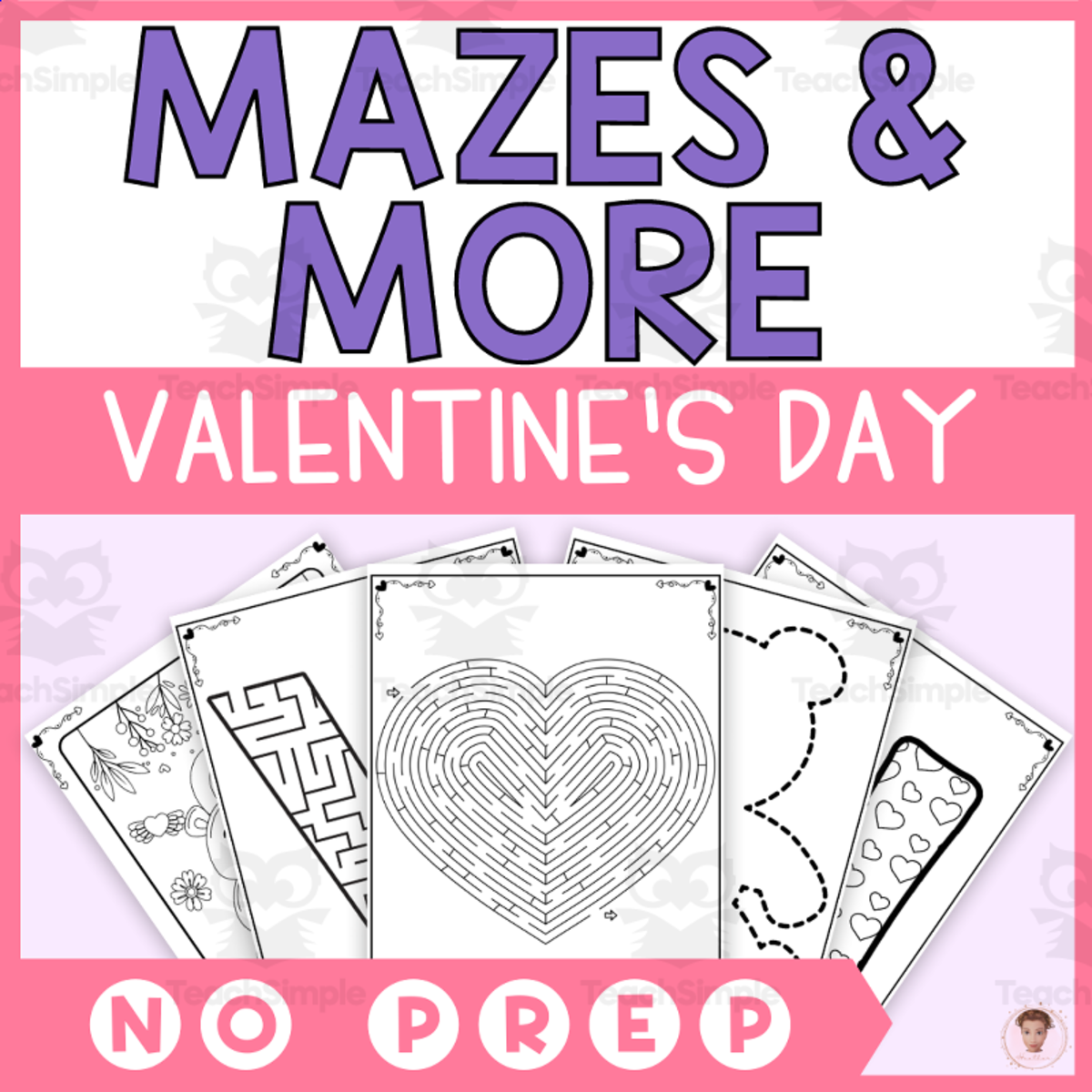 An educational teaching resource from Heather Huhman entitled Valentine's Day Mazes and Other Activities (120 Pages) downloadable at Teach Simple.