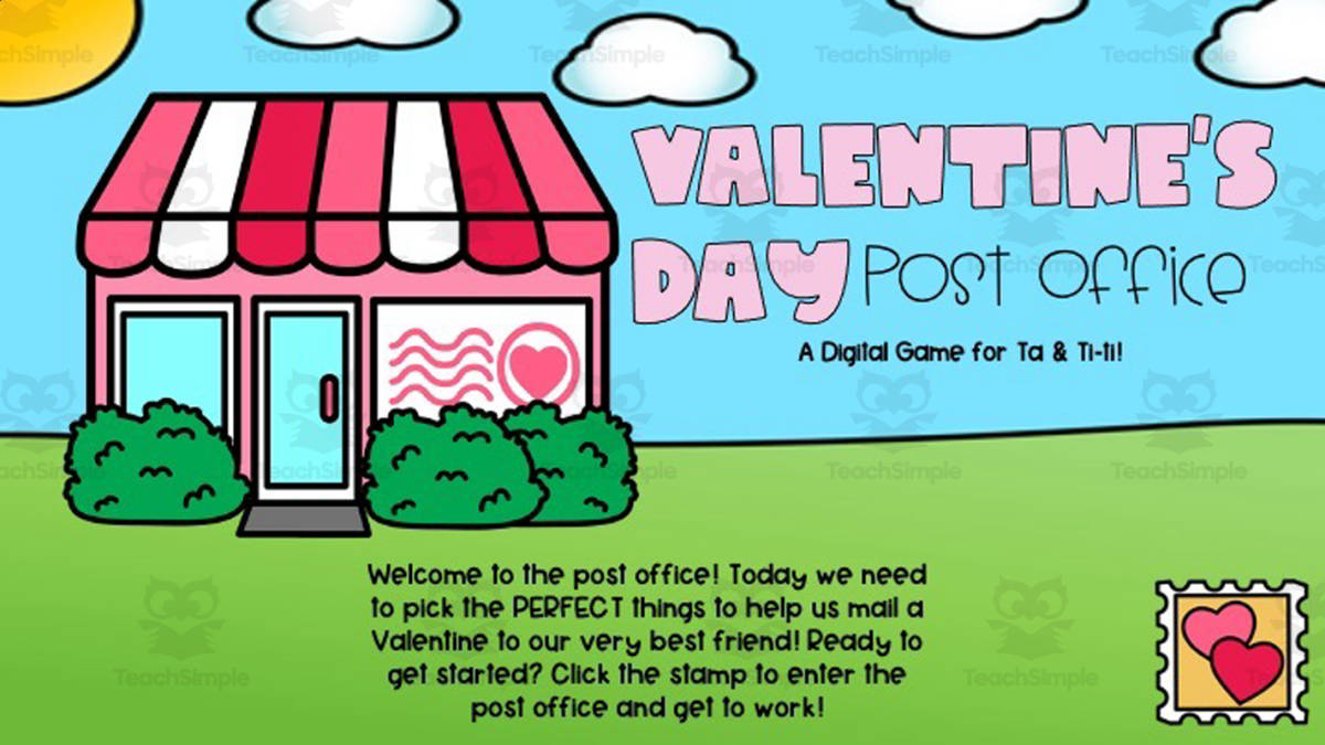 An educational teaching resource from Joyful Noise Teaching entitled Valentine's Musical Post Office Game downloadable at Teach Simple.