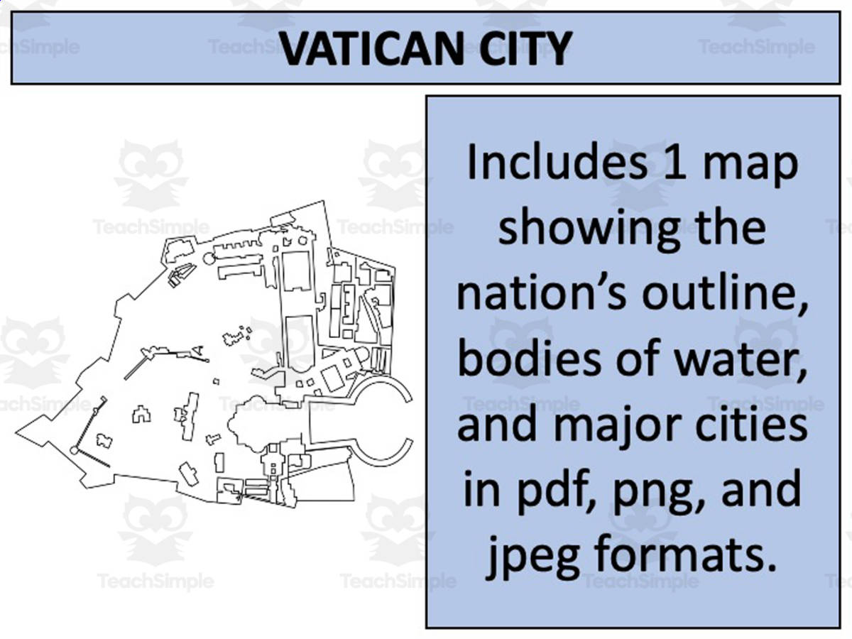 An educational teaching resource from Mr Gray History entitled Vatican City Map Resources downloadable at Teach Simple.