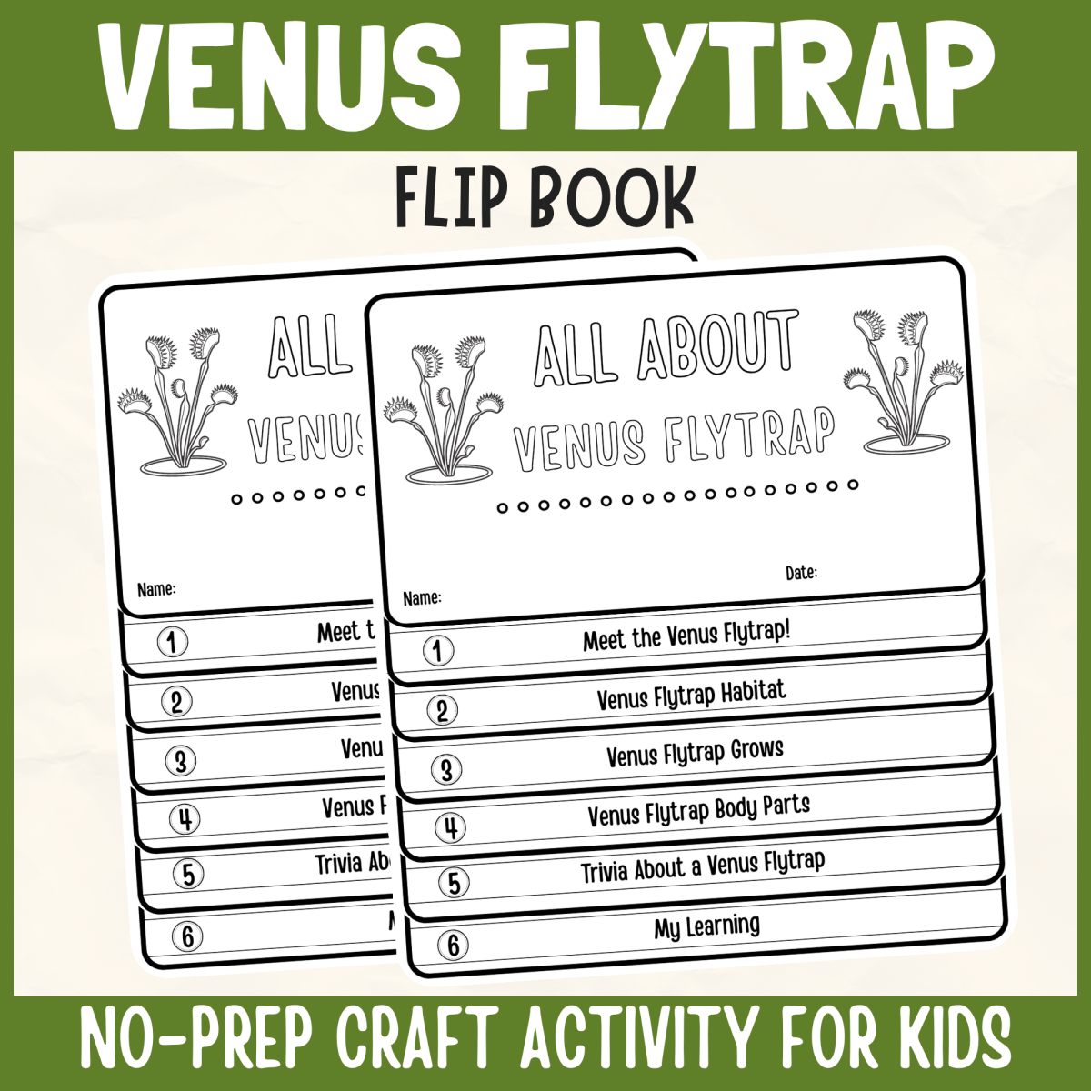 An educational teaching resource from Perfect_Printables entitled Venus Flytrap Plant Flipbook Craft DIY Science Study Writing activitiy downloadable at Teach Simple.