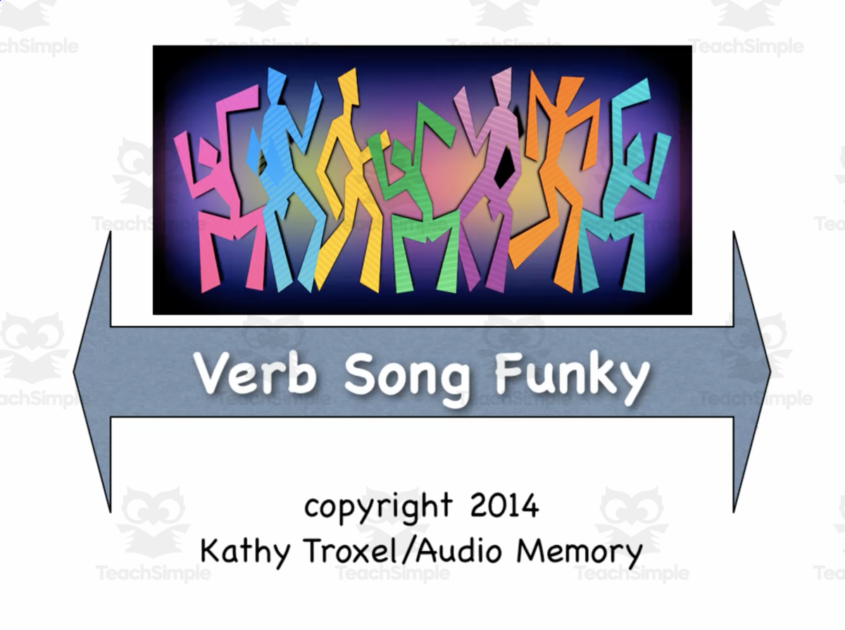 An educational teaching resource from Audio Memory entitled Verb Song Packet downloadable at Teach Simple.