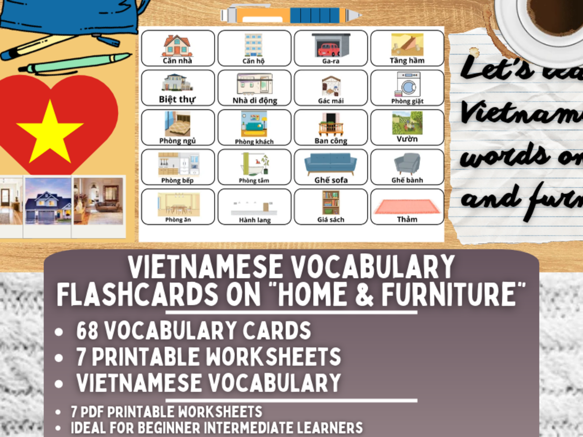 Vietnamese Picture Vocabulary Flashcards - Home & Furniture preview
