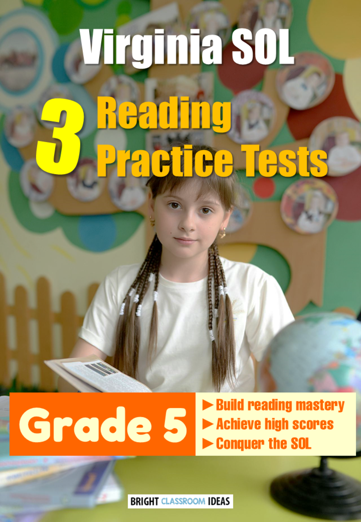 An educational teaching resource from Bright Classroom Ideas Marketplace entitled Virginia SOL Pack of 3 Reading Practice Tests for Grade 5 downloadable at Teach Simple.