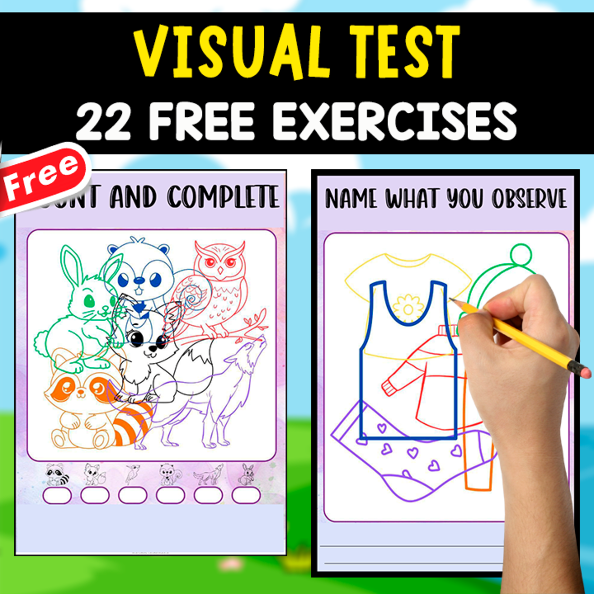 An educational teaching resource from EDITORIAL LAURA EDUCA entitled VISUAL TEST | 22 FREE PAGES downloadable at Teach Simple.