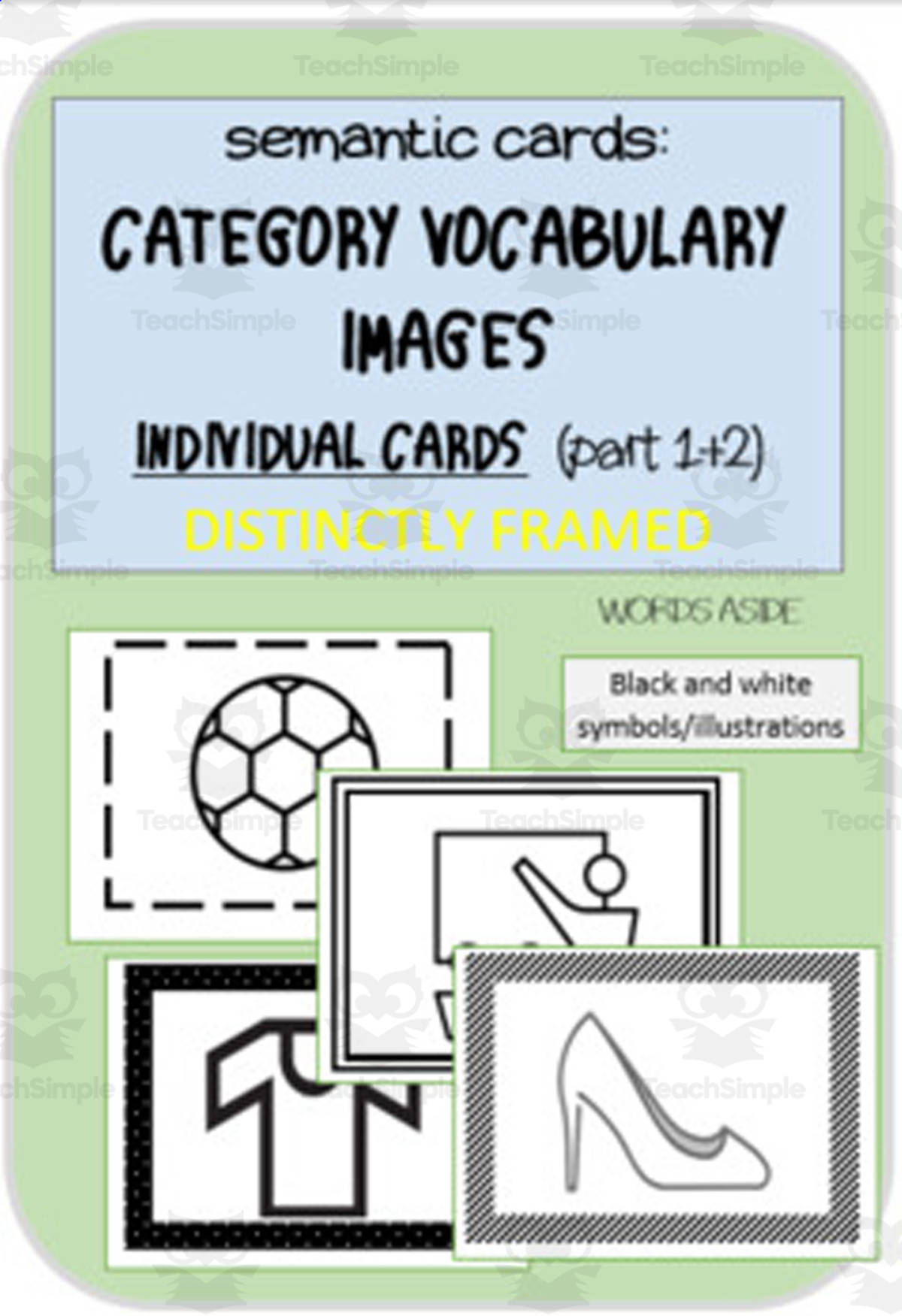 An educational teaching resource from WORDS ASIDE entitled Vocabulary Cards | Individual Images by Semantic Category downloadable at Teach Simple.