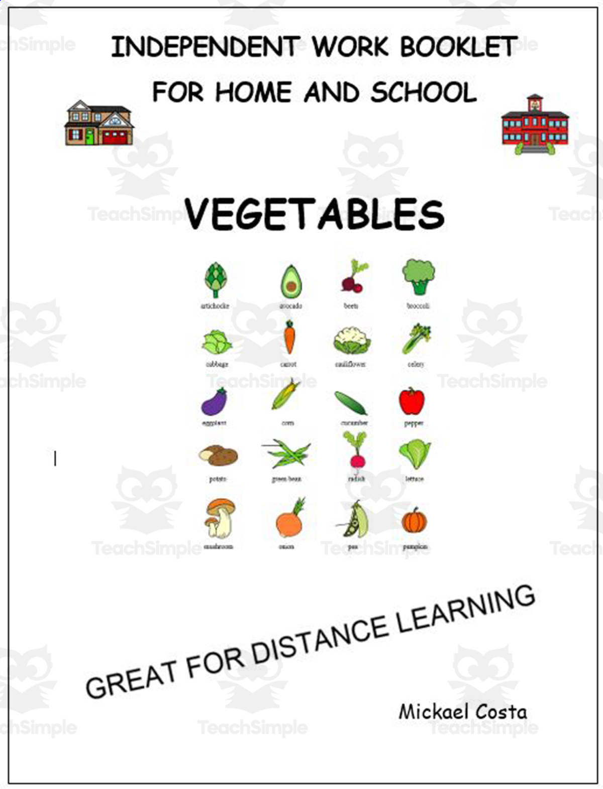 An educational teaching resource from Learn it ANY way entitled Vocabulary sheets: vegetables downloadable at Teach Simple.