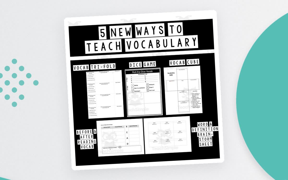 An educational teaching resource from Tpete's Supply Store entitled Vocabulary Worksheets downloadable at Teach Simple.