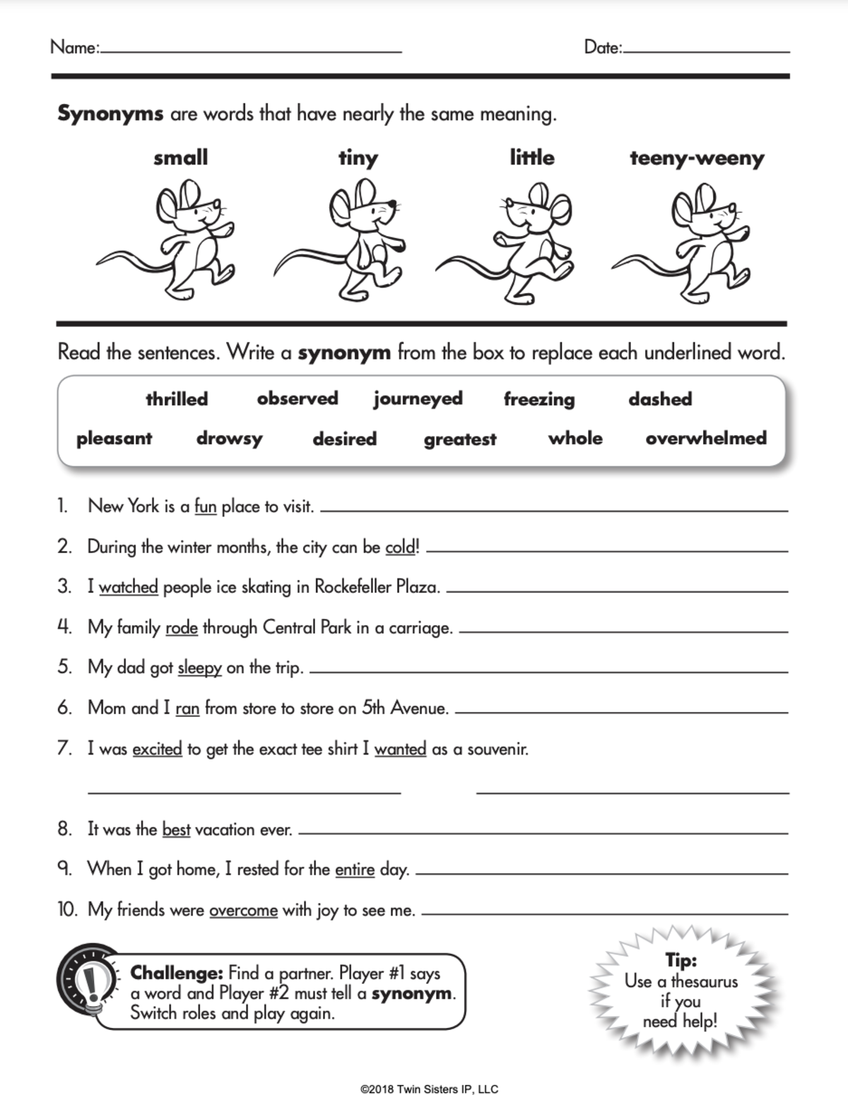 An educational teaching resource from Twin Sisters Digital Media entitled Vocabulary, Writing Conventions I, and Phonemic Awareness Printable Workbook downloadable at Teach Simple.