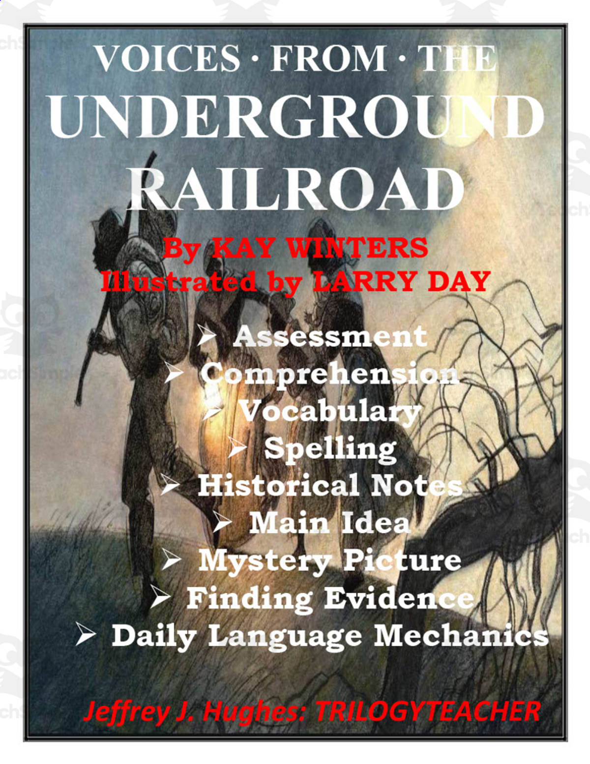 An educational teaching resource from TrilogyTeacher entitled "Voices from the Underground Railroad" Novel Study Unit downloadable at Teach Simple.