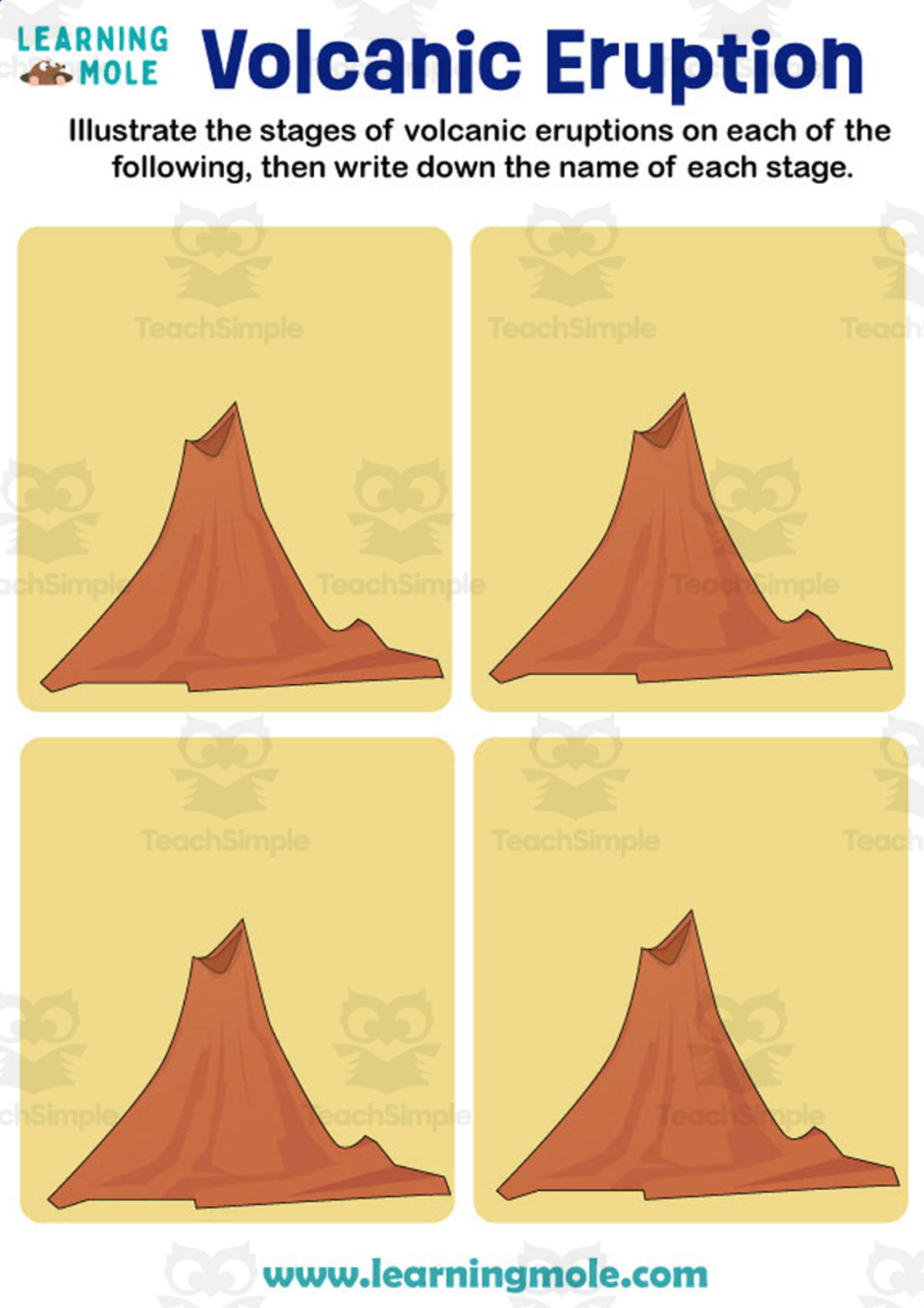 An educational teaching resource from Educational Voice entitled Volcanic Eruption Activity downloadable at Teach Simple.