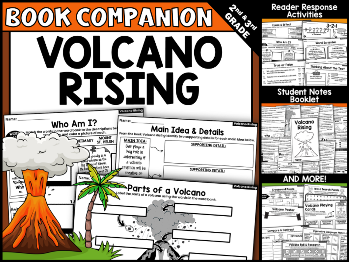 An educational teaching resource from Creatively Gifted entitled Volcano Rising Interactive Read-Aloud Book Companion Activities downloadable at Teach Simple.