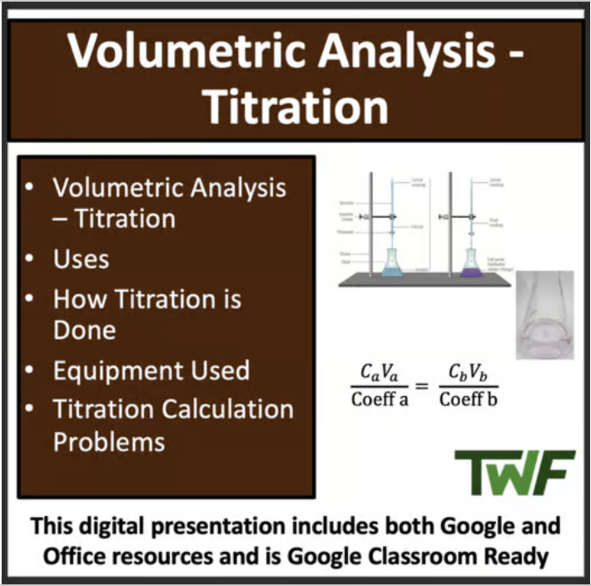 An educational teaching resource from Teach With Fergy entitled Volumetric Analysis - Titration - Senior Chemistry lesson downloadable at Teach Simple.