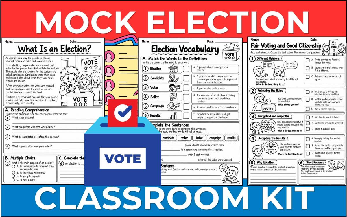 Voting Worksheets, Campaign Activities, and a Mock Election Classroom preview
