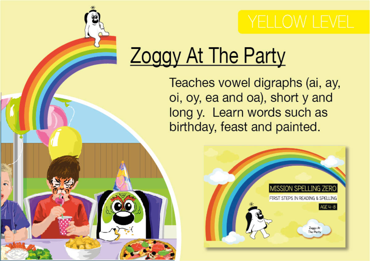 An educational teaching resource from Guinea Pig Education entitled Vowel Digraphs Like OA, AI, AY, OI, OY: Zoggy At The Party downloadable at Teach Simple.