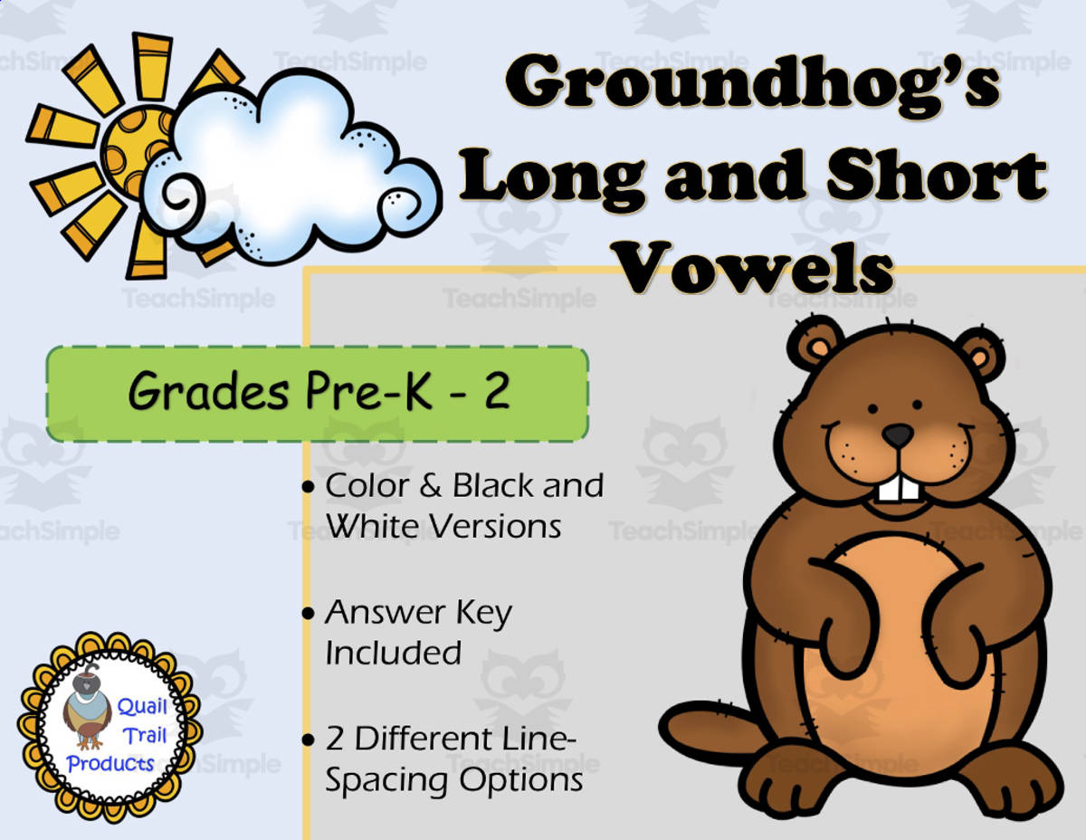 An educational teaching resource from Quail Trail Products entitled Vowels - Groundhog Day downloadable at Teach Simple.