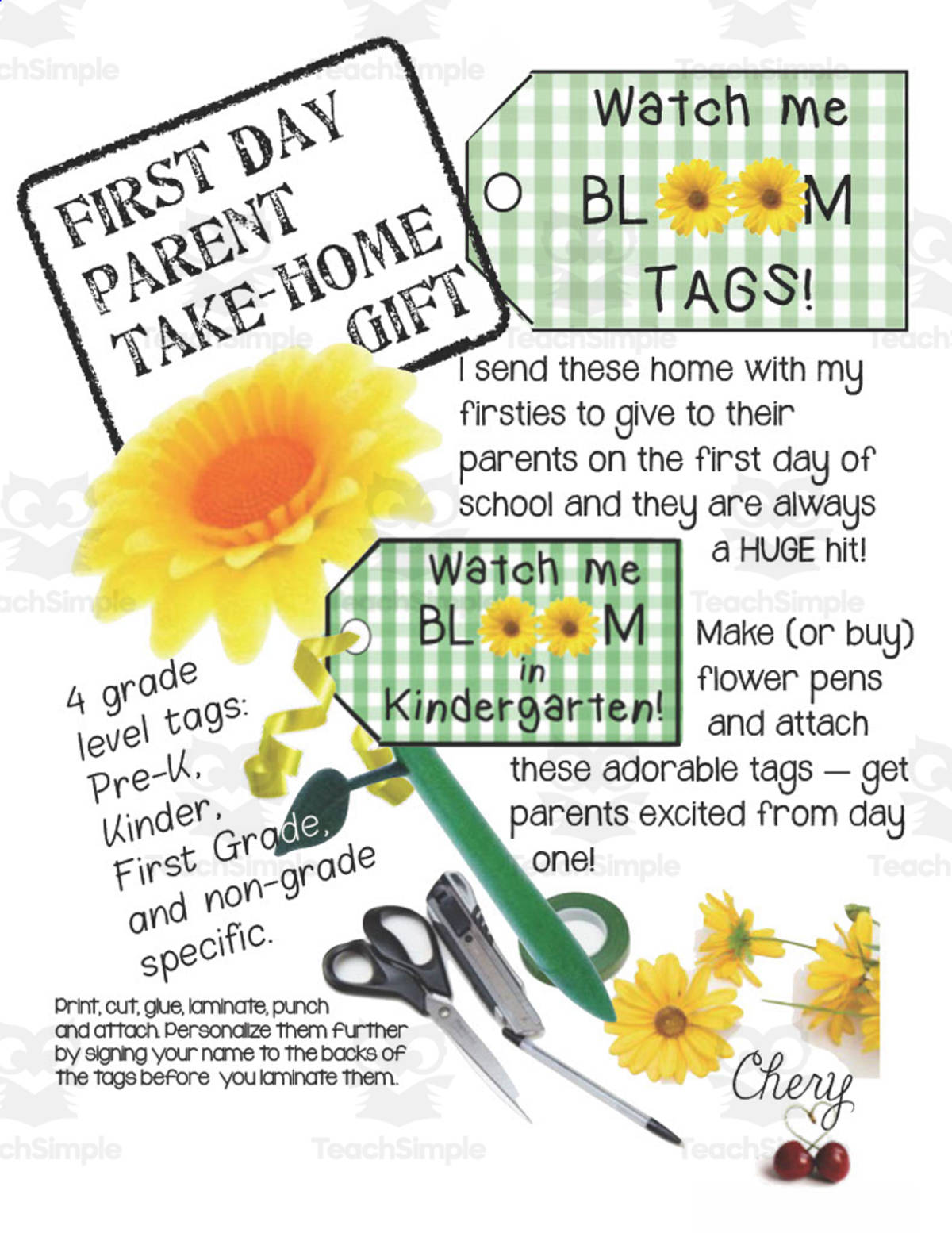 An educational teaching resource from Easy Peasy Primary Resources entitled Watch Me Bloom Tags | Parent Take-Home Gift downloadable at Teach Simple.