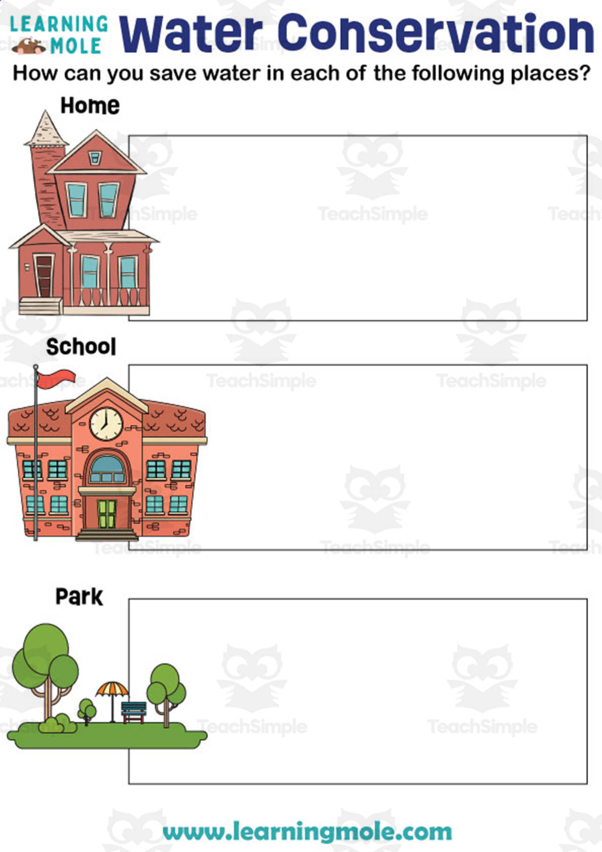 An educational teaching resource from Educational Voice entitled Water Conservation Activity downloadable at Teach Simple.