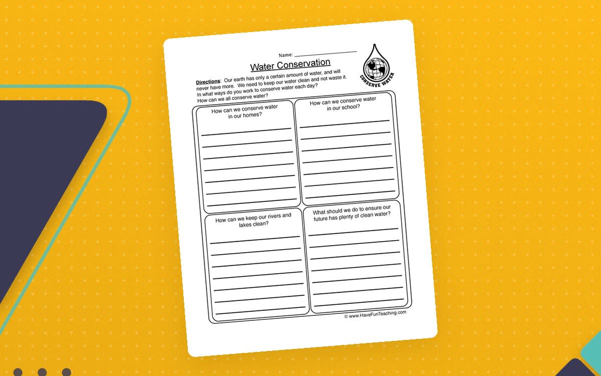 An educational teaching resource from Have Fun Teaching entitled Water Conservation Worksheet downloadable at Teach Simple.