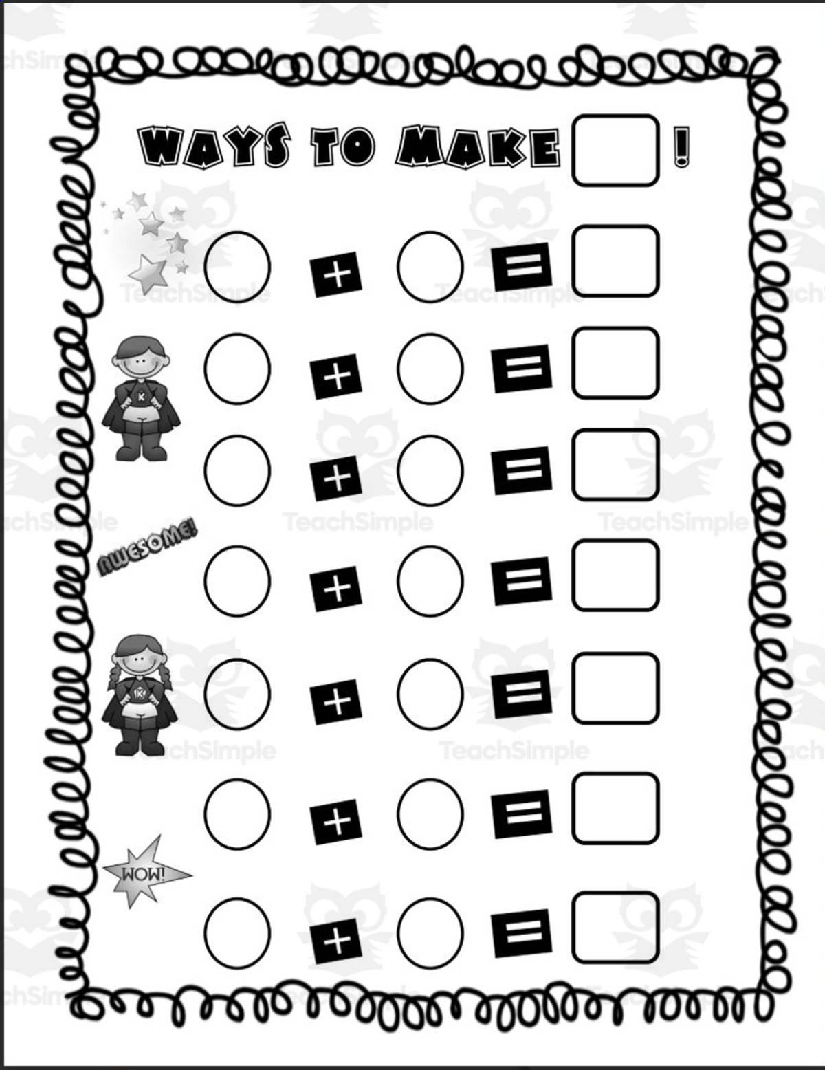 An educational teaching resource from Super Teacher Tactics entitled Ways to Make a Number downloadable at Teach Simple.