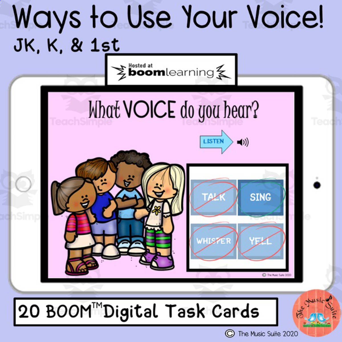 An educational teaching resource from The Music Suite entitled Ways to Use Your Voice Boom Cards downloadable at Teach Simple.
