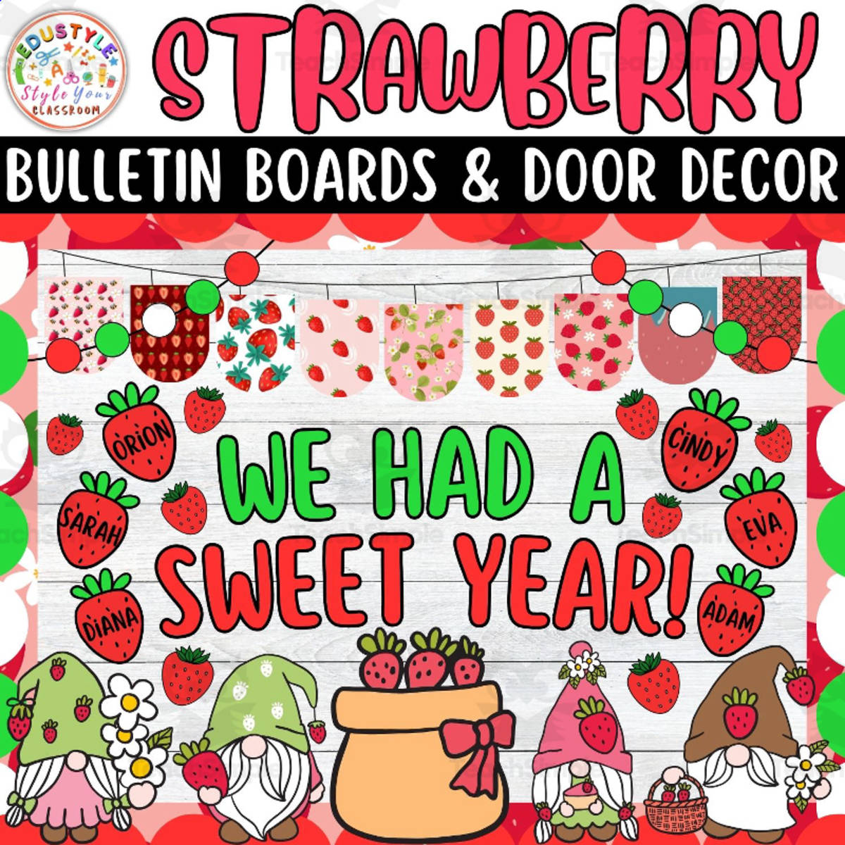 An educational teaching resource from Style Your Classroom entitled WE HAD A SWEET YEAR!: Summer Bulletin boards And door Decor kit downloadable at Teach Simple.