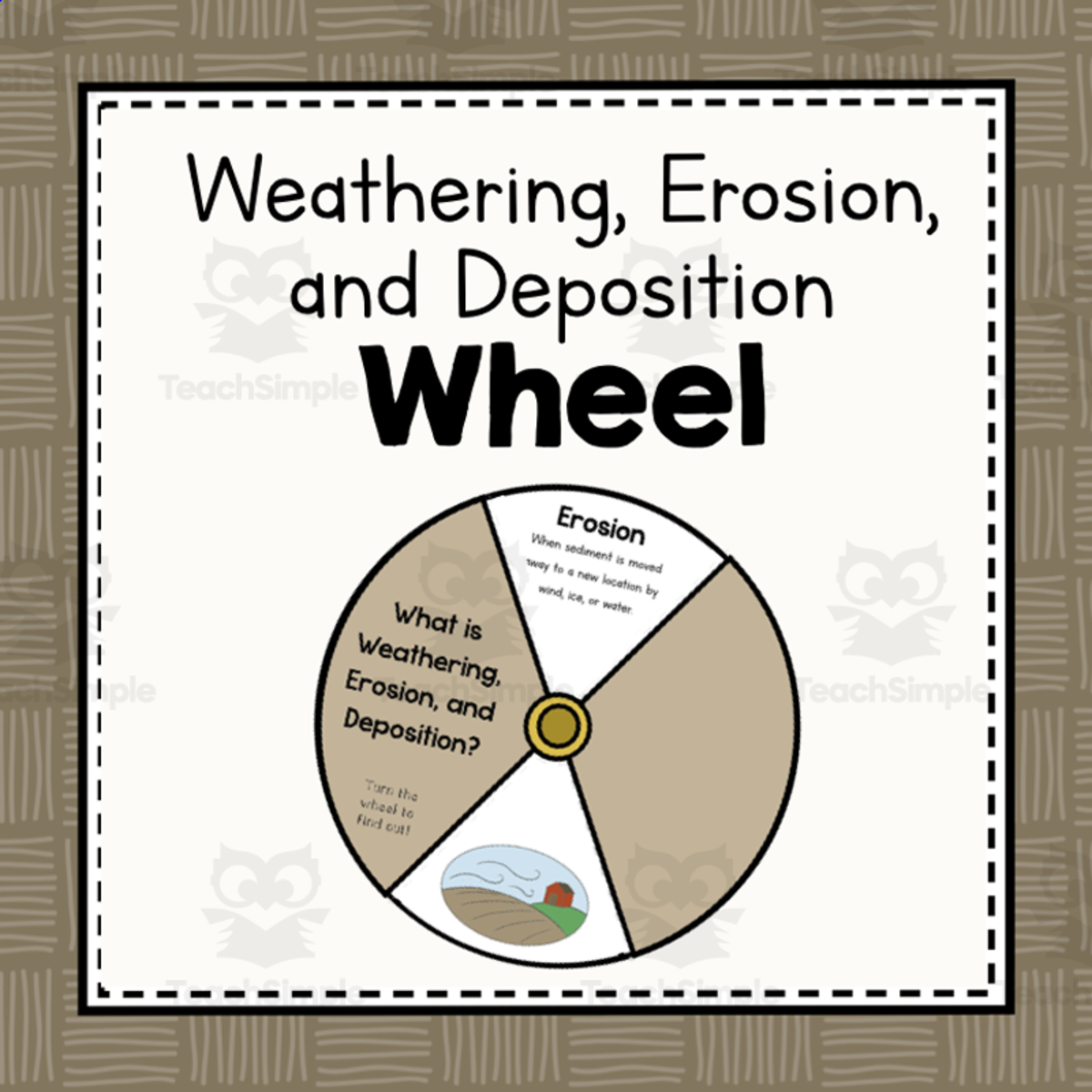 An educational teaching resource from Simply Schoolgirl entitled Weathering, Erosion, and Deposition Wheel | Science Craft | Geology downloadable at Teach Simple.