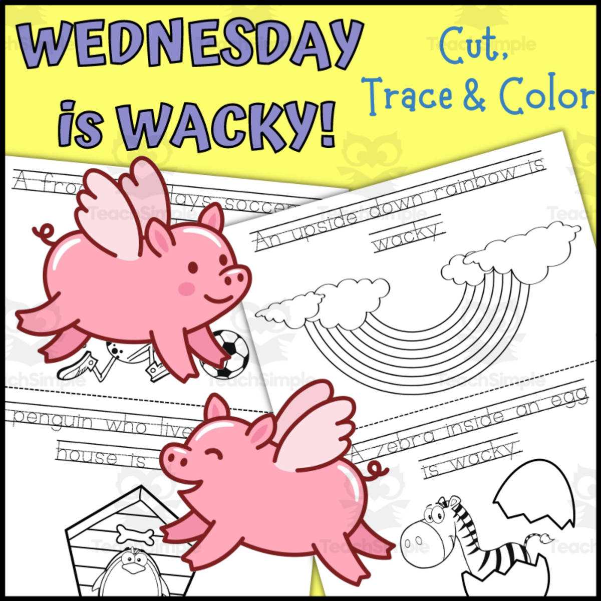 An educational teaching resource from 1 Teaches 2 Learn entitled "Wednesday is Wacky" Mini Book for Kindergarten & First Grade downloadable at Teach Simple.