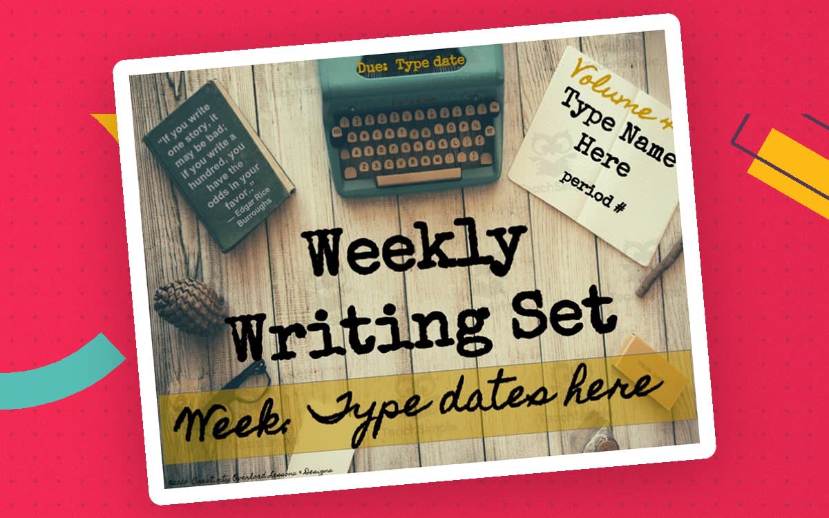 An educational teaching resource from Creativity Overload entitled Weekly Writing Sets Quarter 4 downloadable at Teach Simple.