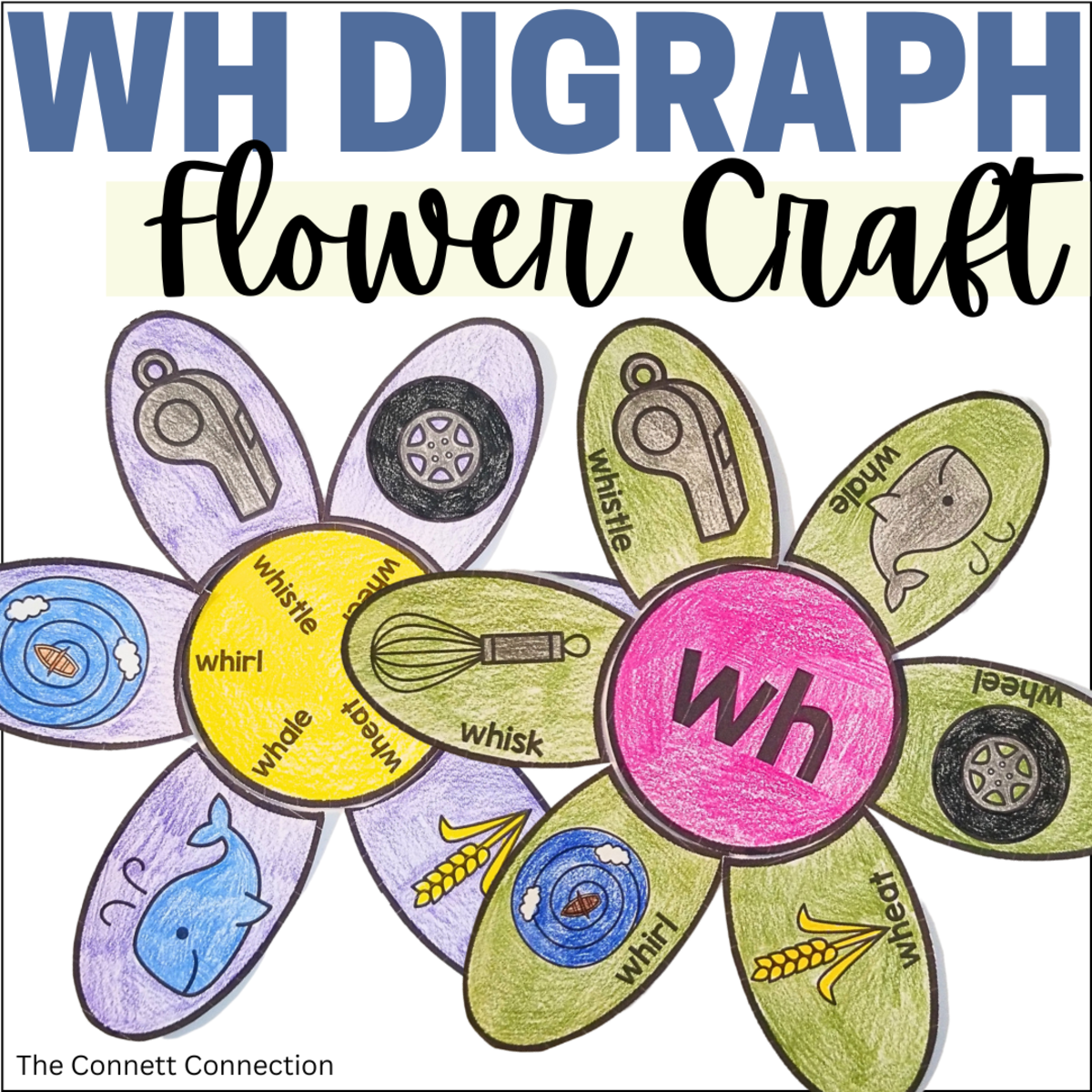 An educational teaching resource from The Connett Connection entitled WH Digraph Flower Craft downloadable at Teach Simple.