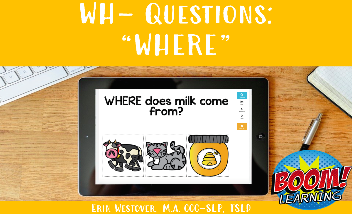 An educational teaching resource from The Tattooed Speechie entitled WH- Questions: WHERE - Set 2 - BOOM Cards downloadable at Teach Simple.