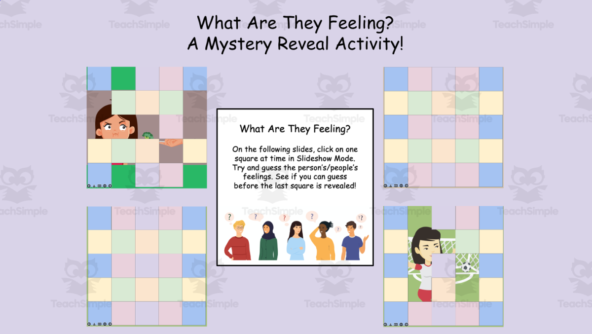 An educational teaching resource from Jennifer Moyer Taylor entitled What Are They Feeling? An SEL Mystery Reveal Activity! downloadable at Teach Simple.