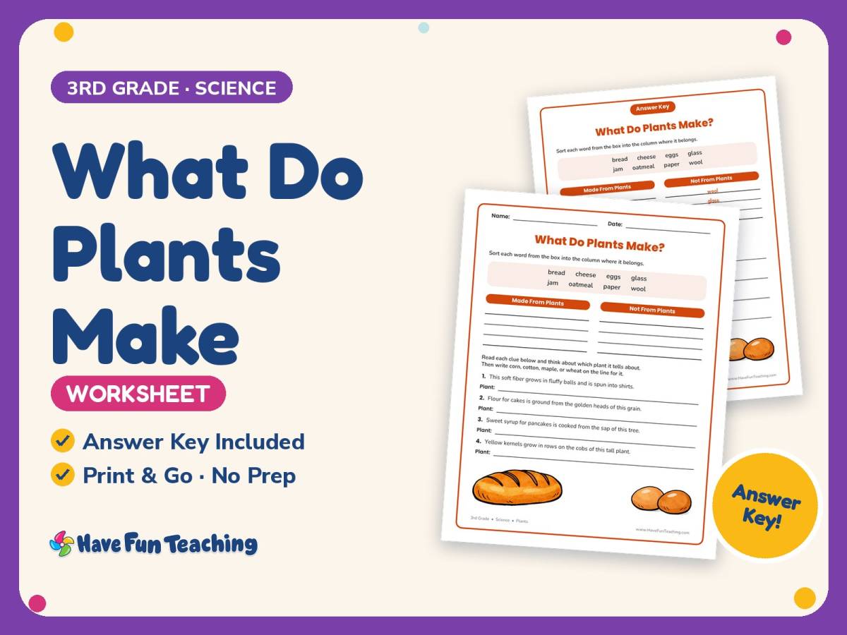 What Do Plants Make Worksheet – 3rd Grade Science Practice preview
