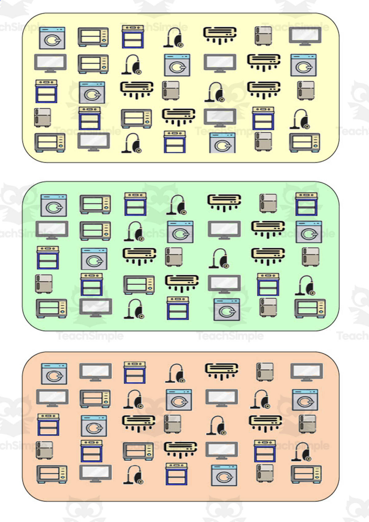 An educational teaching resource from WORDS ASIDE entitled What is different? Vocabulary Boards - COLOR SET 11 downloadable at Teach Simple.