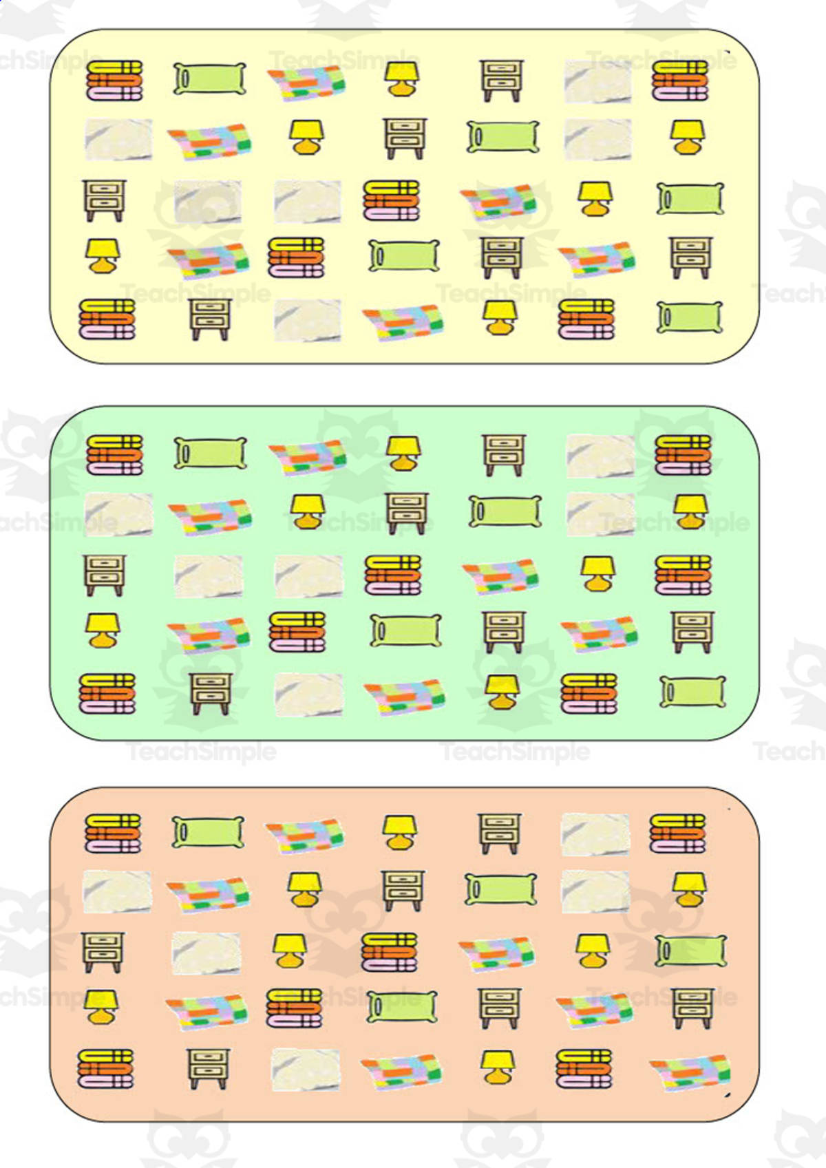 An educational teaching resource from WORDS ASIDE entitled What is different? Vocabulary Boards - COLOR SET 14 downloadable at Teach Simple.