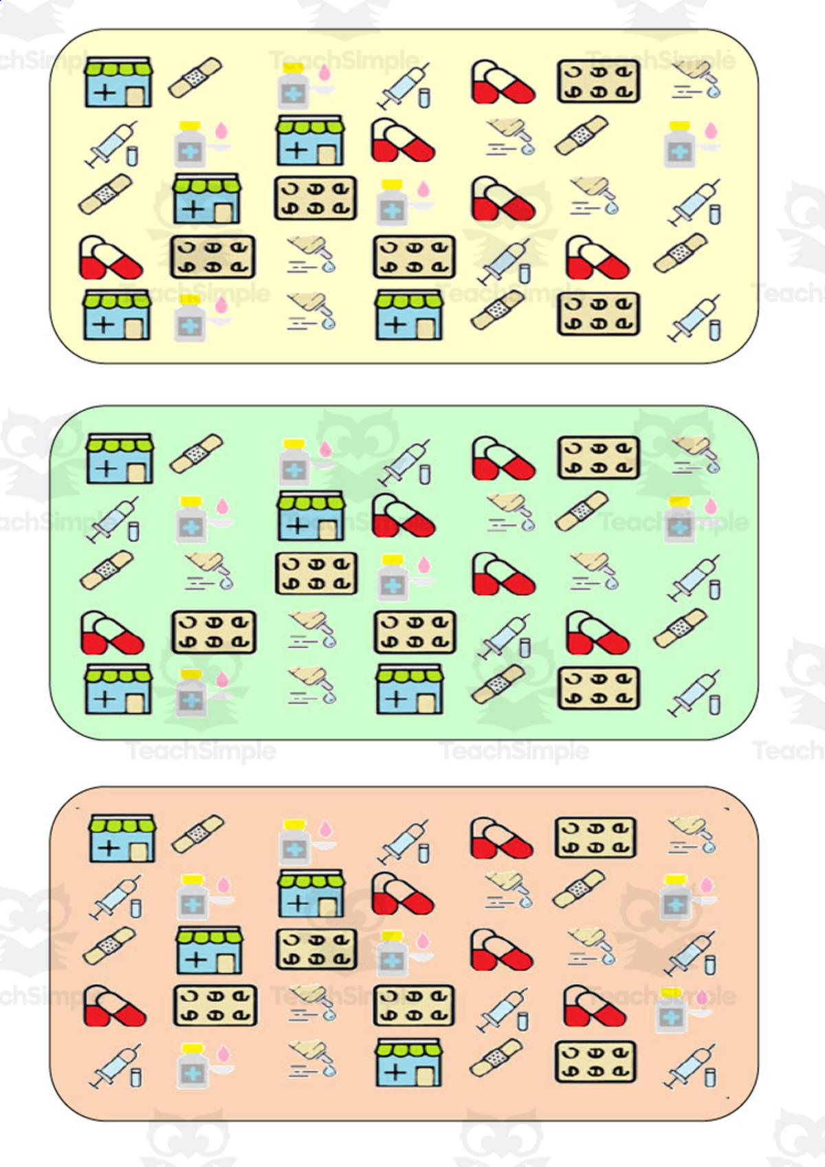 An educational teaching resource from WORDS ASIDE entitled What is different? Vocabulary Boards - COLOR SET 22 downloadable at Teach Simple.